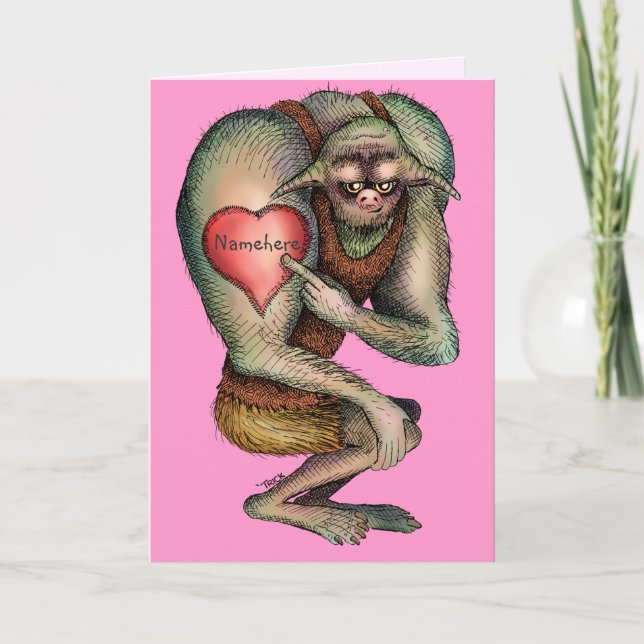 Cartes Pour Fêtes Annuelles Ogre Fière du tatouage cardiaque (changer de nom s (Devant)