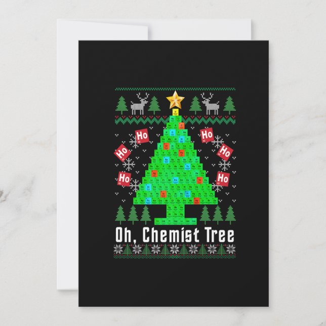 Cartes Pour Fêtes Annuelles Oh Arbre Chimiste Joyeux Chimiste Arbre Chimie Moc (Devant)