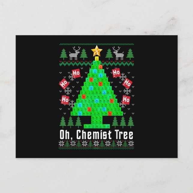 Cartes Pour Fêtes Annuelles Oh Arbre Chimiste Joyeux Chimiste Noël Chimie laid (Devant)