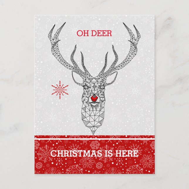 Cartes Pour Fêtes Annuelles Oh cerf Noël est là (Devant)