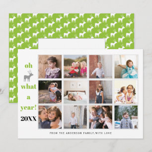 Cartes Pour Fêtes Annuelles Oh cerf quelle année collage photo vert citron
