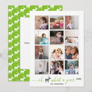 Cartes Pour Fêtes Annuelles Oh cerf quelle année en revue photo collage vert