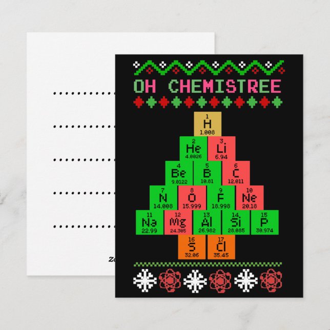 Cartes Pour Fêtes Annuelles Oh Chemistree laide de Noël pour chimiste (Devant / Derrière)