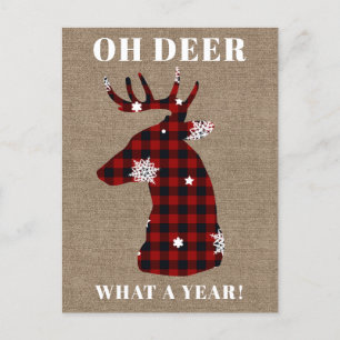 Cartes Pour Fêtes Annuelles Oh Deer Buffalo Plaid Snowflake Burap Noël