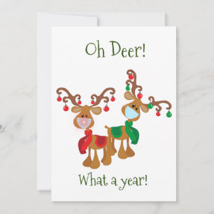 Cartes Pour Fêtes Annuelles OH Deer Christmas Reindeer Visage Masque 2021