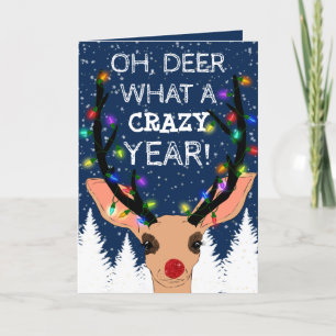 Cartes Pour Fêtes Annuelles Oh Deer Crazy Année Lumières de rennes Noël