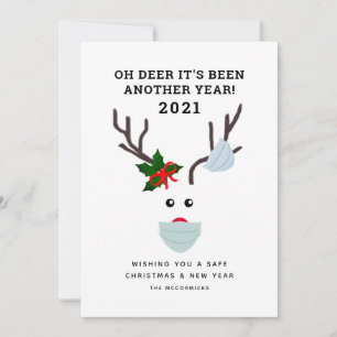 Cartes Pour Fêtes Annuelles Oh Deer Encore Une Année 2021 Drôle Masque Visage