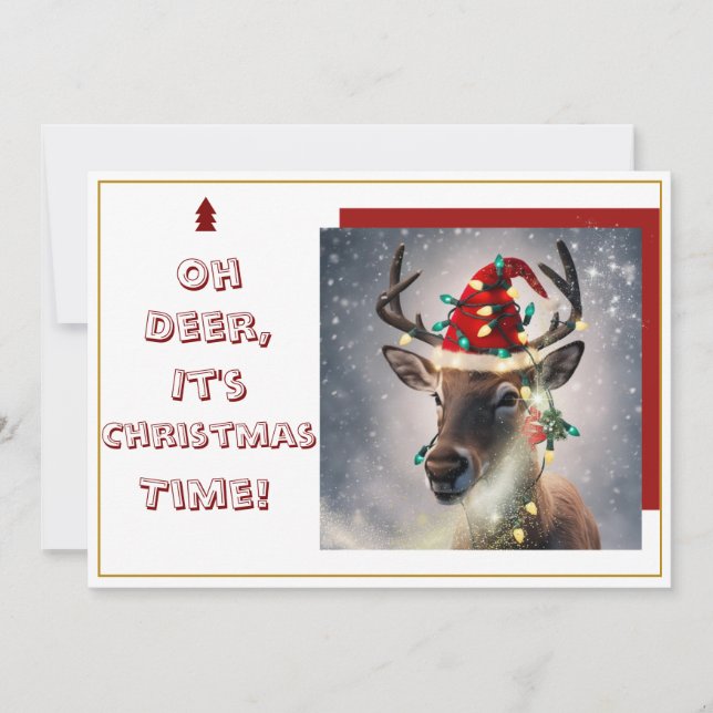 Cartes Pour Fêtes Annuelles Oh Deer, It's Christmas Time!" Holiday Card (Devant)