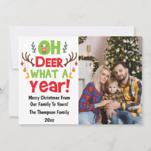 Cartes Pour Fêtes Annuelles Oh Deer Quel An 2023 Photo de famille Noël