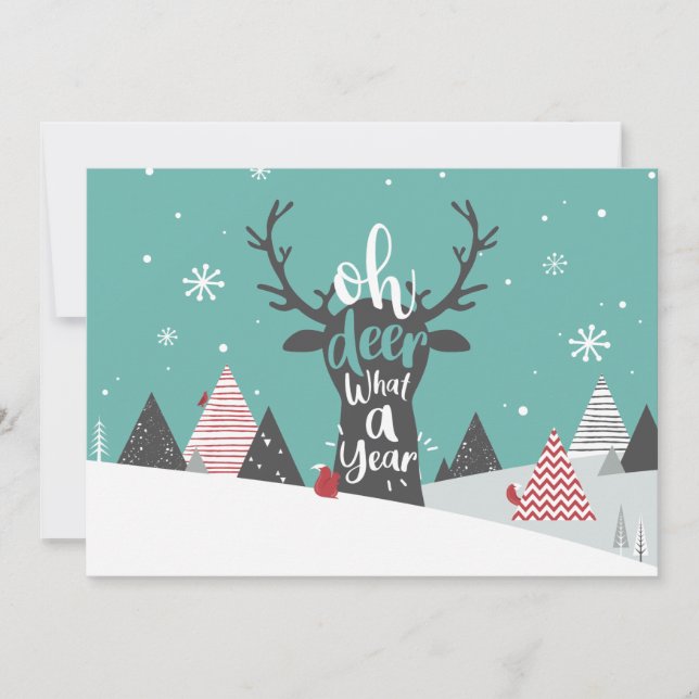 Cartes Pour Fêtes Annuelles Oh Deer Quel An Noël (Devant)
