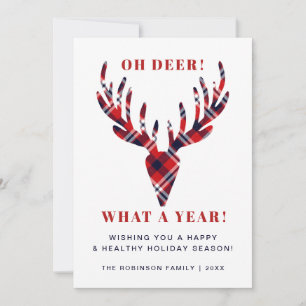 Cartes Pour Fêtes Annuelles Oh Deer Quelle année Tartan rustique a fait Noël
