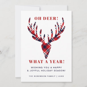 Cartes Pour Fêtes Annuelles Oh Deer Quelle année Tartan rustique a fait Noël