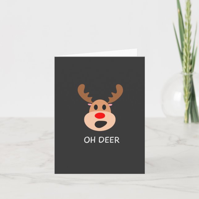 Cartes Pour Fêtes Annuelles Oh Deer Rudolph Reindeer Drôle Noël Design (Devant)