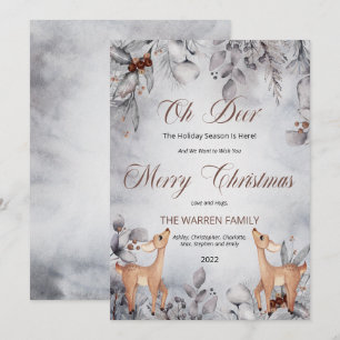 Cartes Pour Fêtes Annuelles Oh Deer Rustic Winter Floral Joyeux Noël