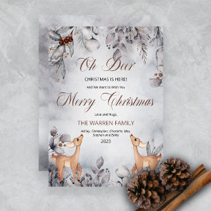 Cartes Pour Fêtes Annuelles Oh Deer Rustic Winter Floral Joyeux Noël Fête