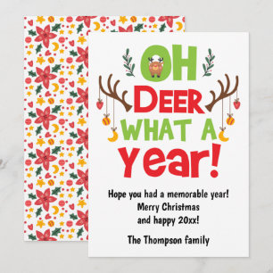 Cartes Pour Fêtes Annuelles Oh Deer What A Year 2025 Reindeer Christmas