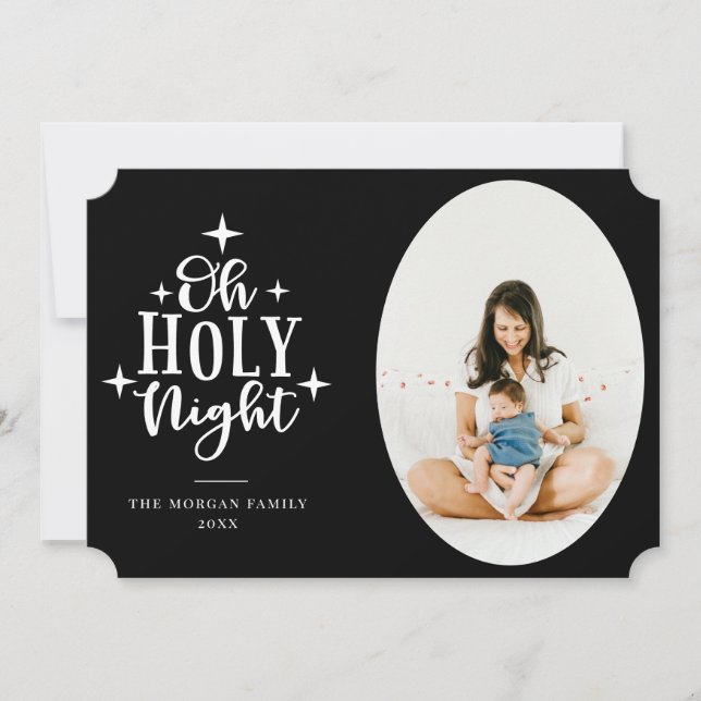 Cartes Pour Fêtes Annuelles Oh Holy Night Black Photo (Devant)