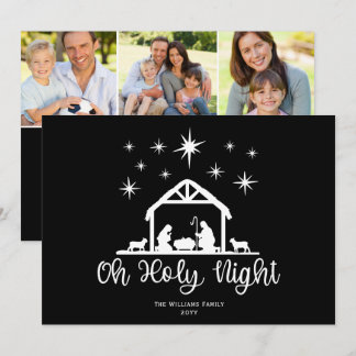 Cartes Pour Fêtes Annuelles Oh Holy Night Script Typographie Nativité 3 Photo
