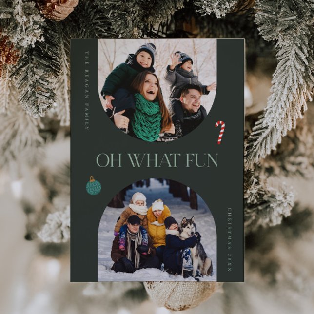 Cartes Pour Fêtes Annuelles Oh Quel Amusant Cadre Vert Arche 3 Photo (Créateur téléchargé)