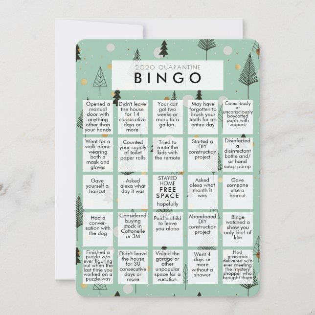 Cartes Pour Fêtes Annuelles Oh Quel An Mint Grn Quarantaine Bingo Noël (Devant)