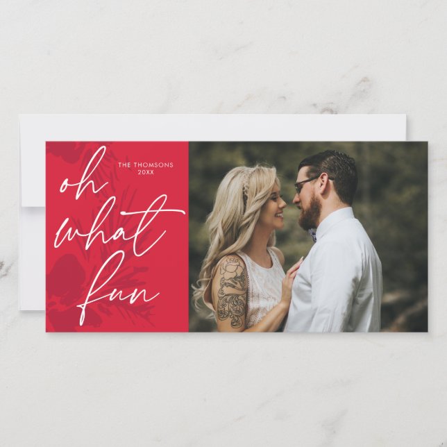 Cartes Pour Fêtes Annuelles Oh Quelle Amusement Rouge De Noël Éclatant (Devant)