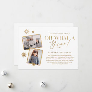Cartes Pour Fêtes Annuelles Oh quelle année ! Année d'évaluation Gold White 2