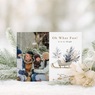 Cartes Pour Fêtes Annuelles Oh Quelle Joie Balade en Traîneau Photo Noël