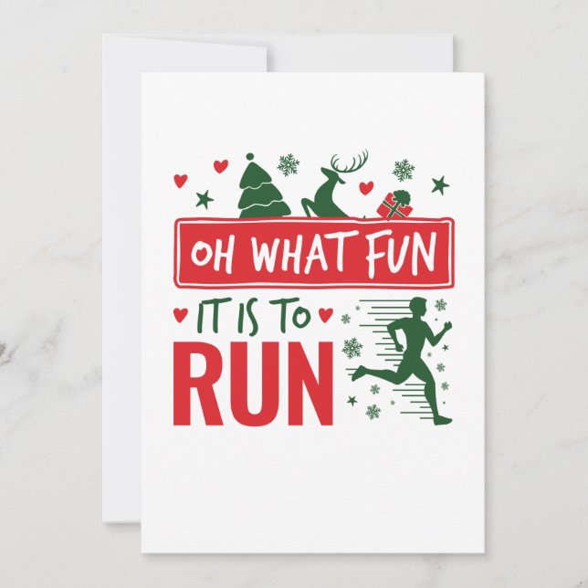 Cartes Pour Fêtes Annuelles Oh Quelle Joie de Courir Noël Running Runner (Devant)