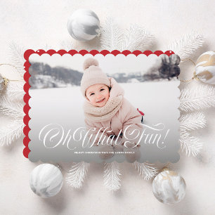 Cartes Pour Fêtes Annuelles Oh quelle joie mignonne trois photo Joyeux Noël