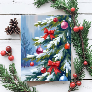 Cartes Pour Fêtes Annuelles Oh Sapin de Noël Peinture à l'aquarelle