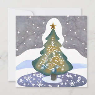 Cartes Pour Fêtes Annuelles Oh Sapin de Noël   Peinture d'hiver à l'aquarelle