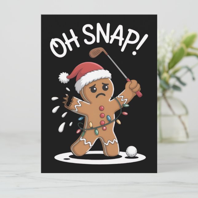 Cartes Pour Fêtes Annuelles Oh Snap Gingerbreadman Golfer Golf Christmas Xmas (Debout devant)