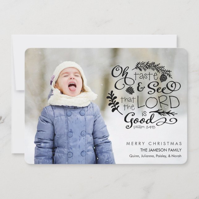Cartes Pour Fêtes Annuelles Oh Taste and See Scripture Verset Christmas Photo (Devant)