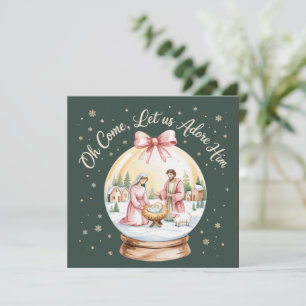 Cartes Pour Fêtes Annuelles Oh venez adorons-Le Jésus Xmas Rose Coquette