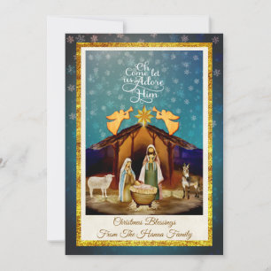 Cartes Pour Fêtes Annuelles "Oh venez, adorons-Le" Nativité Noël