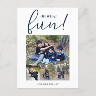 Cartes Pour Fêtes Annuelles Oh What Fun 5 Photo Collage Marine Bleu Noël