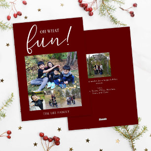 Cartes Pour Fêtes Annuelles Oh What Fun 5 Photo Collage Red Modern Christmas
