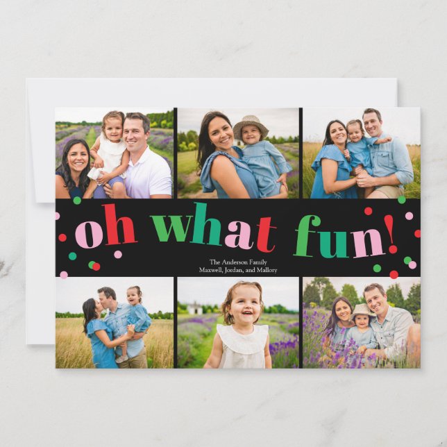 Cartes Pour Fêtes Annuelles Oh What Fun 6 Photo Collage Christmas Holiday Card (Devant)