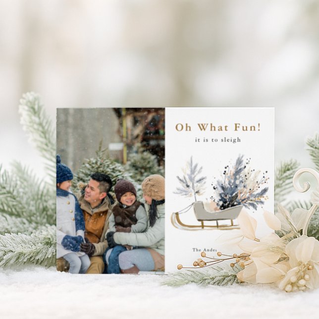 Cartes Pour Fêtes Annuelles Oh What Fun Sleigh Ride Photo Noël (Créateur téléchargé)