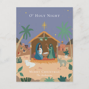 Cartes Pour Fêtes Annuelles O'Holy Night Nativité Scène Noël