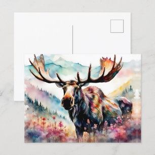 Cartes Pour Fêtes Annuelles Oie dans l'aquarelle Fleur sauvage