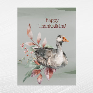 Cartes Pour Fêtes Annuelles Oie de feuillage vert rustique d'automne Action de