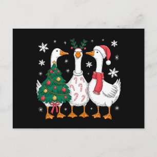 Cartes Pour Fêtes Annuelles Oie de Noël Chapeau de Père Noël Canne en Bonbons 