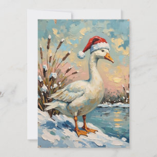 Cartes Pour Fêtes Annuelles Oie vintage avec chapeau de Père Noël par Noël gel