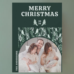 Cartes Pour Fêtes Annuelles Oiseau À feuillage persistant géométrique moderne