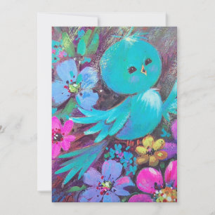 Cartes Pour Fêtes Annuelles Oiseau Bleu De Printemps Vintage Des Années 1970 S