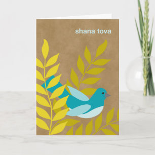Cartes Pour Fêtes Annuelles Oiseau bleu moderne de Rosh Hashanah sur le regard
