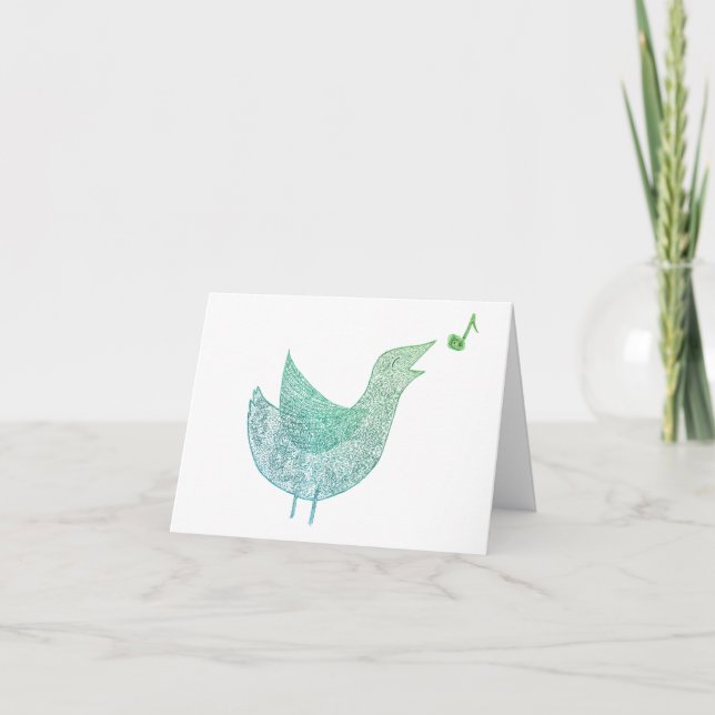 Cartes Pour Fêtes Annuelles Oiseau chantant (Devant)