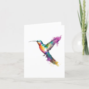 Cartes Pour Fêtes Annuelles Oiseau de colibri Un portrait en aquarelles et sty
