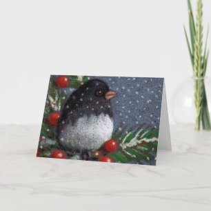 Cartes Pour Fêtes Annuelles Oiseau de Junco : Noël : Crayon original de